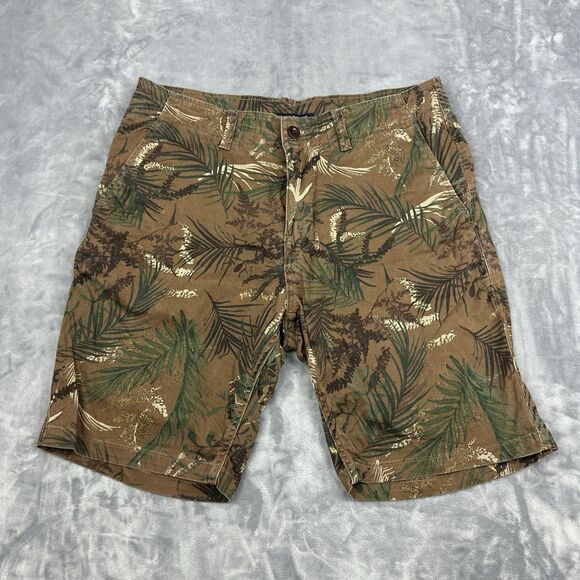 Lucky Brand Shorts Mens Size 32 Brown Saturday Stretch Palms Floral Chino - Picture 1 of 10